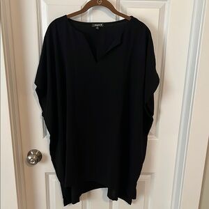 New Black V-Neck oversized drop shoulder tunic  sz 1X